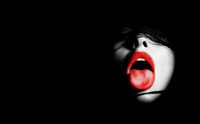 Red Lips Tongue Black Background Wallpaper 28454