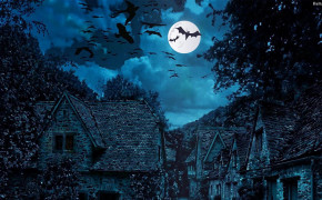 Bat Moon Desktop Widescreen Wallpaper 32962