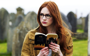 Karen Gillan Wearing Glasses Reading Book Wallpaper 42906