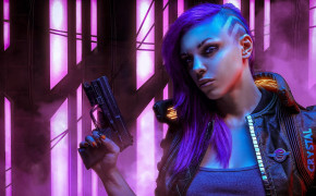 Cyberpunk 2077 Purple Hair Girl Wallpaper 45594