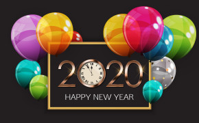 Happy New Year 2020 Balloons Clock 4K Wallpaper 6991