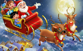 Santa Reindeer Desktop HD Wallpaper 48068