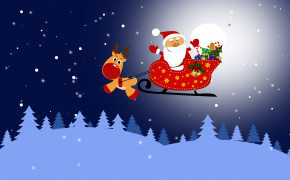 Santa Reindeer HD Background Wallpaper 48071