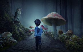 Child Lost In Mushroom World Wallpaper 55194