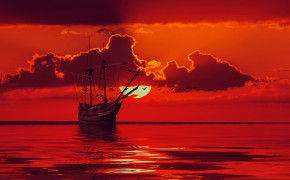 Sunset Ship Desktop Wallpaper 62035