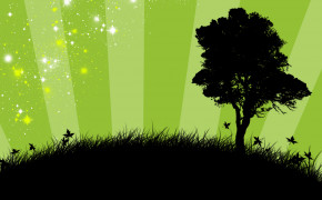Green Sparkle Tree Vector Wallpaper 06521