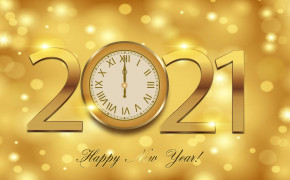 Happy New Year 2021 Clock Gold Wallpaper 72629