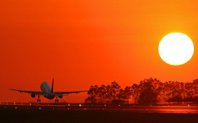 Airplane Sunset Desktop Wallpaper 07503