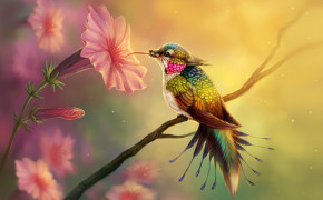 Flower Hummingbird Widescreen Wallpaper 76223