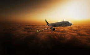Airplane Sunset Background Wallpaper 07502
