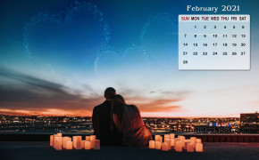 February 2021 Calendar Couple Heart Love Wallpaper 72212