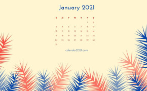 January 2021 Calendar Vector Leaves Wallpaper 72249