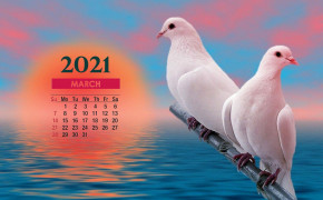 March 2021 Calendar Love Birds Wallpaper 72290