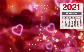 February 2021 Calendar Love Sparkle Heart Wallpaper 72217