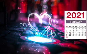 February 2021 Calendar Shining Heart Wallpaper 72226