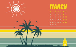 March 2021 Calendar Beach Tree Wallpaper 72280