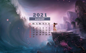 August 2021 Calendar Alone Warrior Girl Fantasy Wallpaper 72178