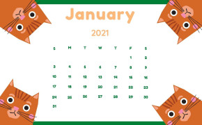 January 2021 Calendar Cat Cartoon Wallpaper 72235