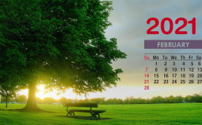 February 2021 Calendar Morning Park Wallpaper 72220