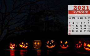 October 2021 Calendar Halloween Pumpkins Wallpaper 72329