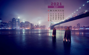 May 2021 Calendar Night City Bridge Wallpaper 72309