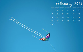 February 2021 Calendar Butterfly Kite Wallpaper 72210