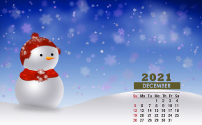 December 2021 Calendar Christmas Snowman Wallpaper 72195