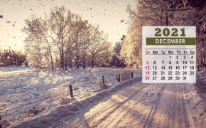 December 2021 Calendar Winter Road Wallpaper 72206