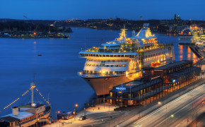 Cruise Ship At Night Wallpaper HD 08333