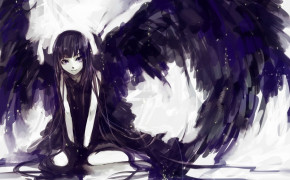 Anime Girl Black Wings Desktop HD Wallpaper 84947