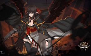 Anime Girl Black Wings Background Wallpaper 84943