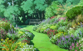 Garden Anime Romance Desktop Wallpaper 109686